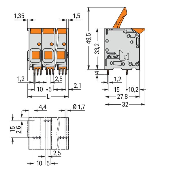 PCB terminal block lever 16 mm² gray image 5