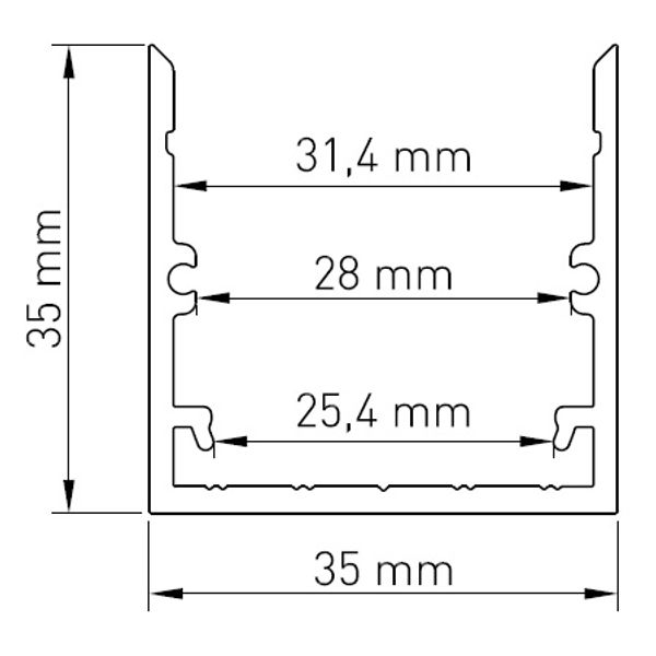 Aluminium profile CLR L-2000mm W-35mm H-35mm image 2