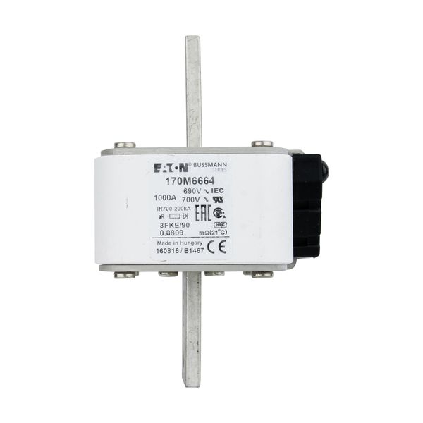 Fuse-link, high speed, 1000 A, AC 690 V, size 3, 76 x 92 x 135 mm, aR, IEC, UL, single indicator image 12