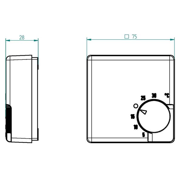 Room controller, 5-30C, AC 230V, 1NC, 16 A, internal scale, with TA approx.5K image 2