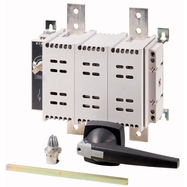 DC switch disconnector, 1250 A, 2 pole, 1 N/O, 1 N/C, with grey knob, rear mounting image 1