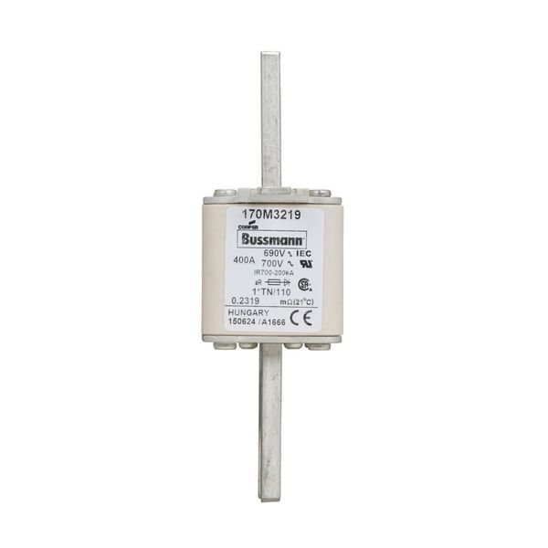 Fuse-link, high speed, 400 A, AC 690 V, compact DIN 1, 45 x 58 x 134 mm, aR, DIN, IEC, single indicator, 80 mm centres image 5