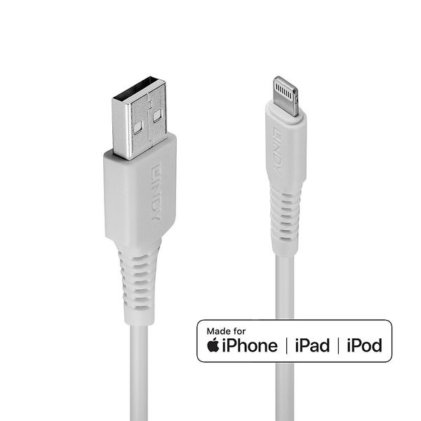 3m USB Type A to Lightning Cable White USB Type A Male to Lightning Male, Charge and sync Cable for iPhone, iPad & iPod image 1