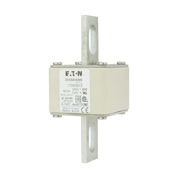 Fuse-link, high speed, 630 A, AC 690 V, size 2, 61 x 77 x 135 mm, aR, IEC, UL, no indicator, 90 mm centres image 7