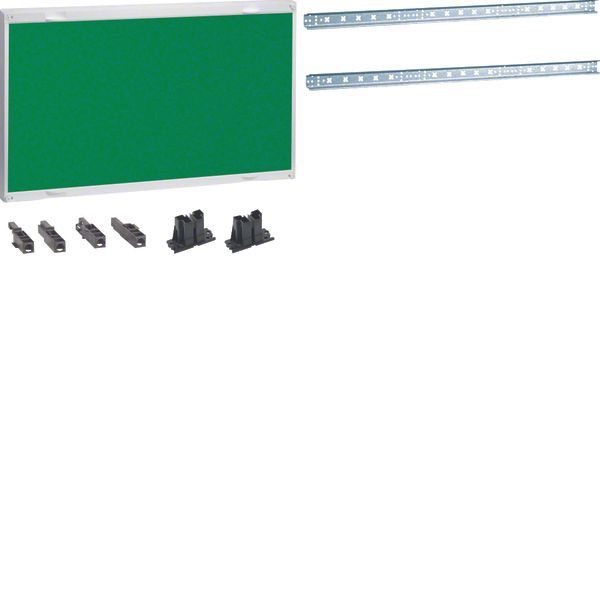 Assembly unit, universN,450x750mm,for DIN rail terminals, green image 1