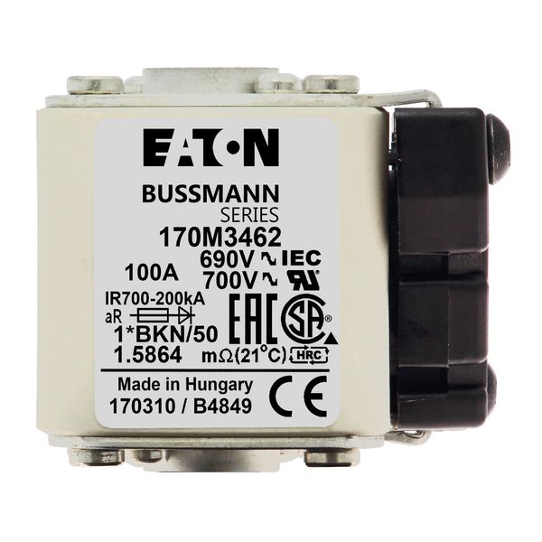 Fuse-link, high speed, 100 A, AC 690 V, compact size 1, 45 x 59 x 51 mm, aR, IEC, UL, type K indicator, flush end, M8 image 19