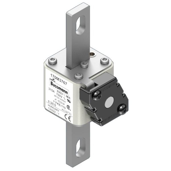 Fuse-link, high speed, 315 A, AC 690 V, compact size 1, 45 x 59 x 148 mm, aR, IEC, UL, single indicator image 3