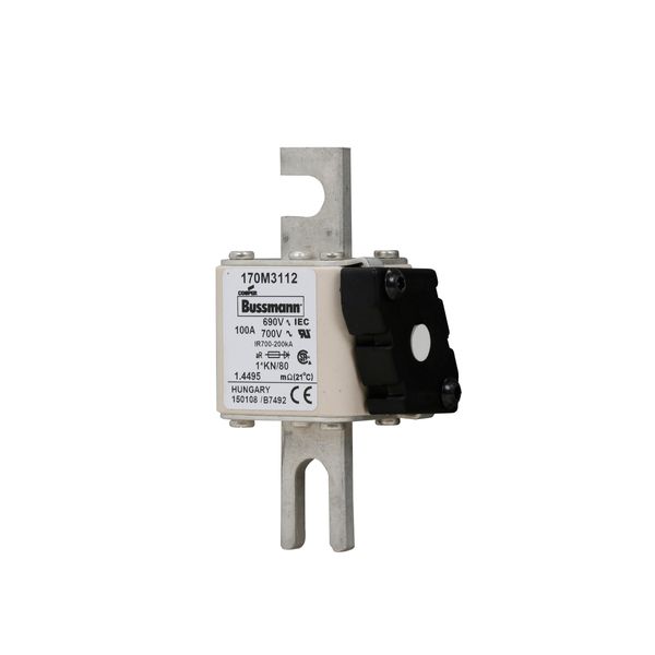 Fuse-link, high speed, 100 A, AC 690 V, compact DIN 1, 45 x 59 x 104 mm, aR, DIN, IEC, single indicator image 5