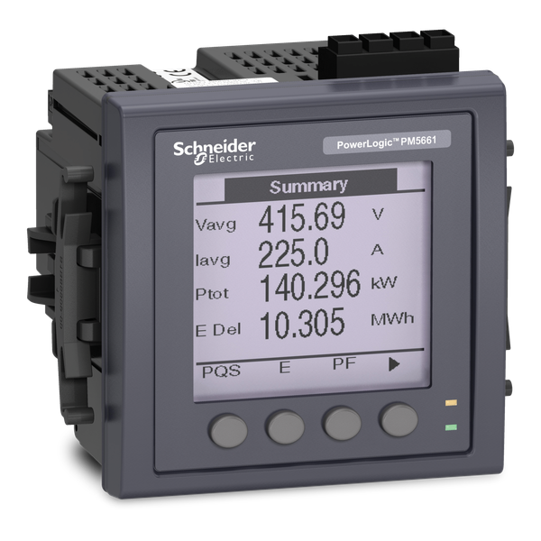 Analyzátor PM5661, Meter, 2 ethernet, up to 63th H, 1,1M, RCM, 4DI/2DO 52 alarms, MID (METSEPM5661) image 1