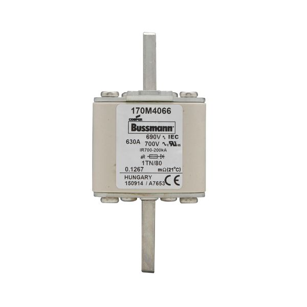 Fuse-link, high speed, 630 A, AC 690 V, DIN 1, 53 x 66 x 108 mm, aR, DIN, IEC, single indicator image 7