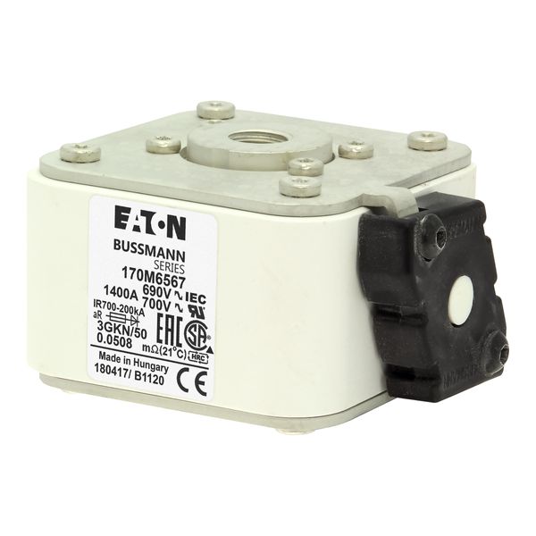 Fuse-link, high speed, 1400 A, AC 690 V, size 3, 76 x 92 x 53 mm, aR, IEC, UL, type K indicator image 5