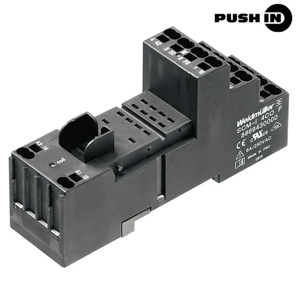 Relay socket, IP20, 4 CO contact , 6 A, PUSH IN image 1