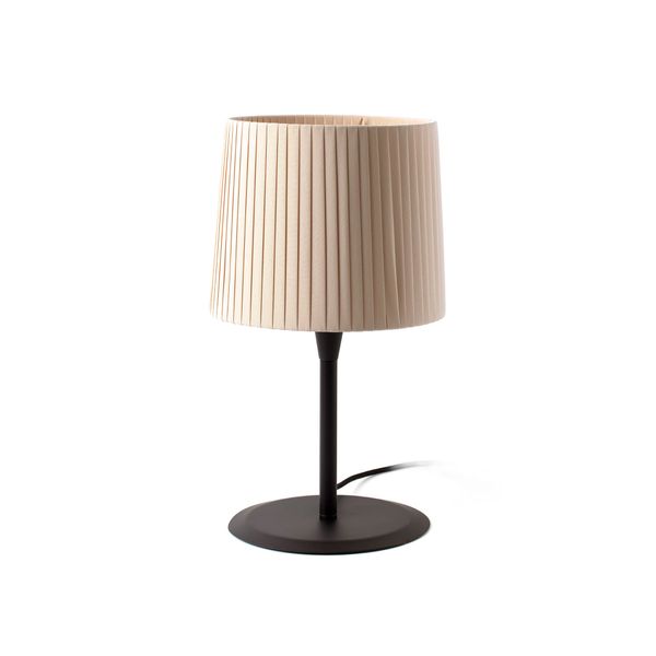 SAMBA BLACK TABLE LAMP BEIGE RIBBONED LAMPSHADE ø2 image 1