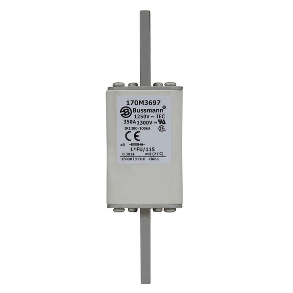 Fuse-link, high speed, 350 A, AC 1250 V, compact size 1, 45 x 45 x 156 mm, aR, IEC, UL image 9