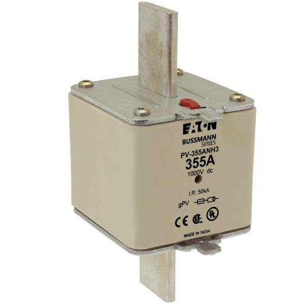 Fuse-link, high speed, 355 A, DC 1000 V, NH3, gPV, UL PV, UL, IEC, dual indicator image 6