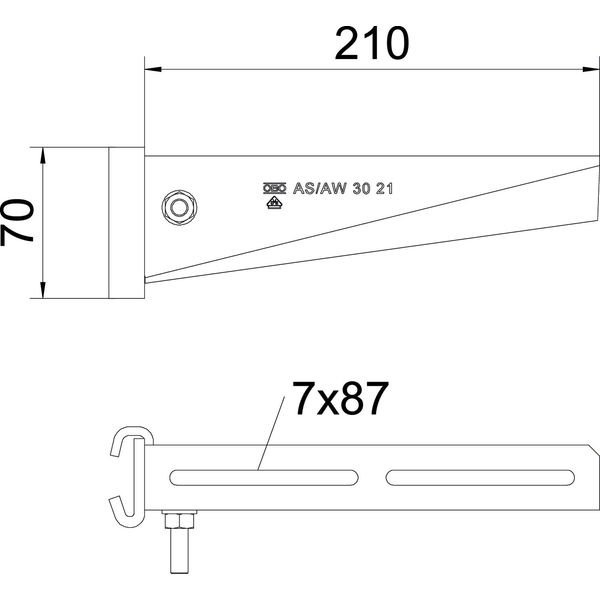 AS 30 21 FT Support bracket for IS 8 support B210mm image 2