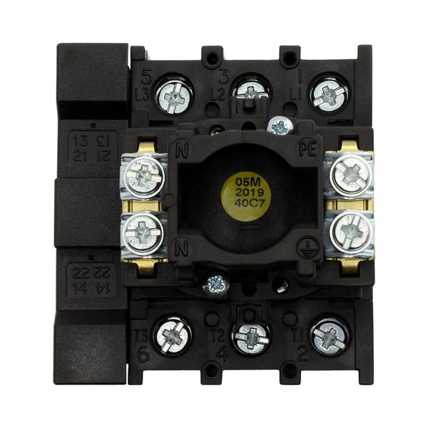 Main switch, P1, 25 A, flush mounting, 3 pole, 1 N/O, 1 N/C, STOP function, With black rotary handle and locking ring, Lockable in the 0 (Off) positio image 25