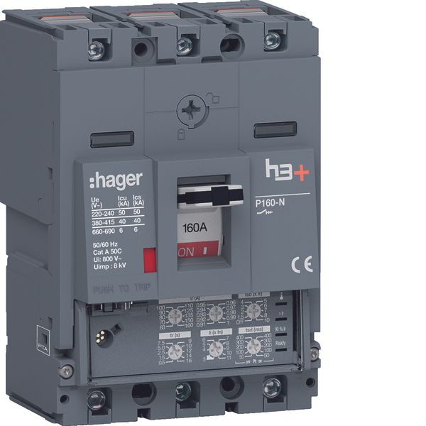 Moulded Case Circuit Breaker h3+ P160 LSI 3P3D 160A 40kA CTC image 1