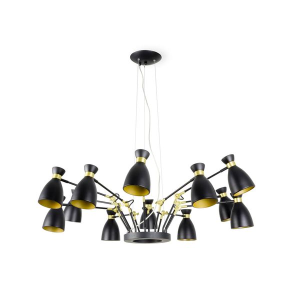 RETRO BLACK AND SATIN GOLD PENDANT LAMP 12L image 1