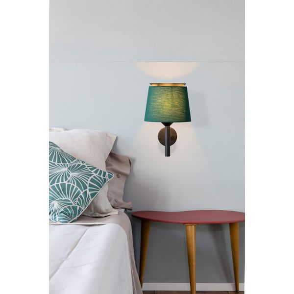 SAVOY BLACK WALL LAMP GREEN LAMPSHADE image 2