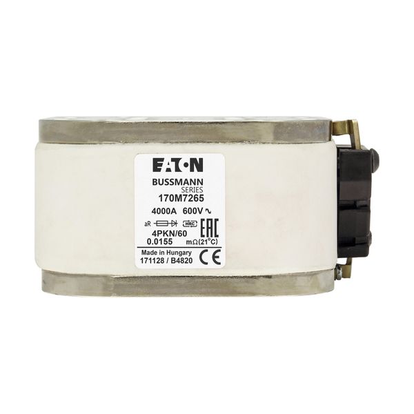 Fuse-link, high speed, 4000 A, AC 600 V, size 4, 120 x 105 x 59 mm, aR, IEC, single indicator image 5