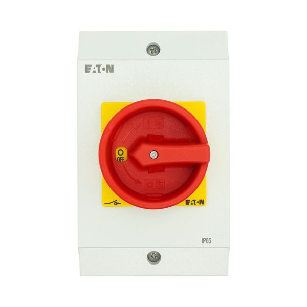 Main switch, T3, 32 A, surface mounting, 3 contact unit(s), 3 pole + N, 1 N/O, 1 N/C, Emergency switching off function, With red rotary handle and yel image 19