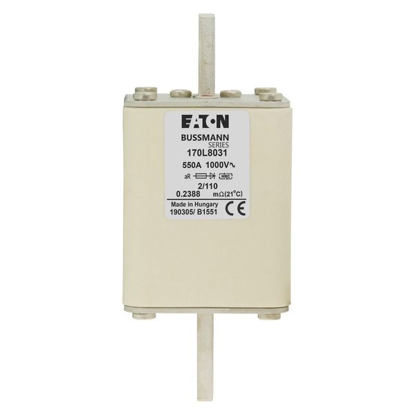 Fuse-link, high speed, 550 A, AC 1000 V, Size 2, 61 x 61 x 141 mm, aR, DIN, IEC, single indicator image 7