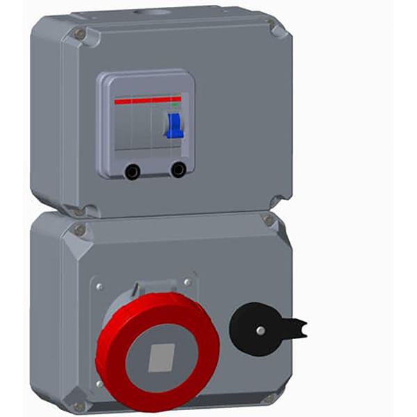 Switched interlocked socket-outlet with RCD, 6h, 30mA, 63A, IP67, 3P+N+E image 1