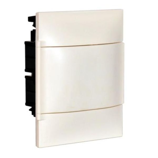 1x6 module recessed box without terminal block - white door - drywall image 1