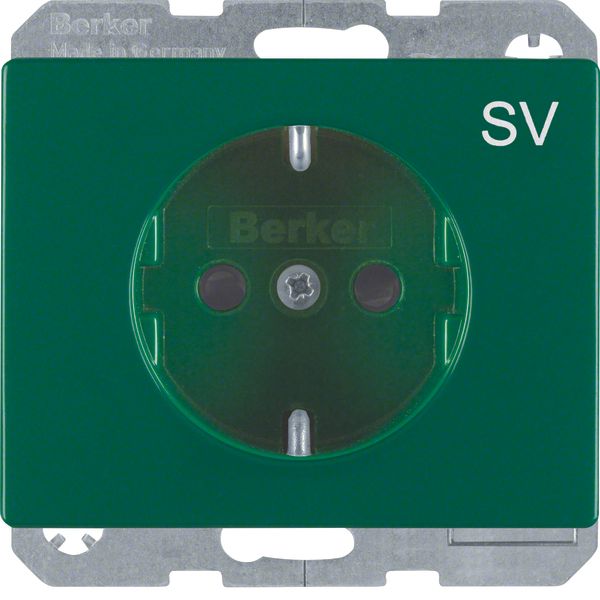 SCHUKO soc. out. "SV" imprint, arsys, green glossy image 1