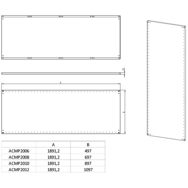 Mounting plate H=2000 W=1000 mm galvanized sheet steel image 3