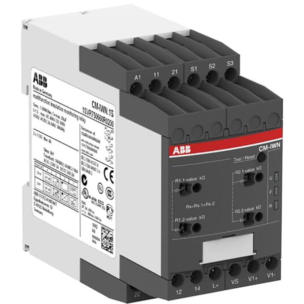 CM-IWN.1P Insulation monitoring relay 2c/o, 1-100kOhm,2-200kOhm, 24-240VAC/DC image 1