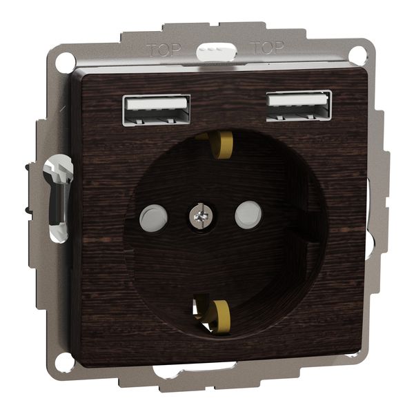 Sedna k-ligzda ar zem., 2X USB,wenge image 2