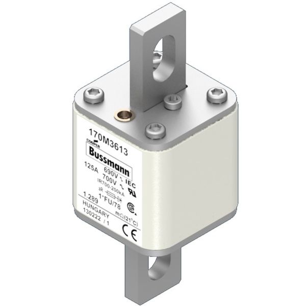 Fuse-link, high speed, 125 A, AC 690 V, compact size 1, 45 x 45 x 110 mm, aR, IEC, UL image 2