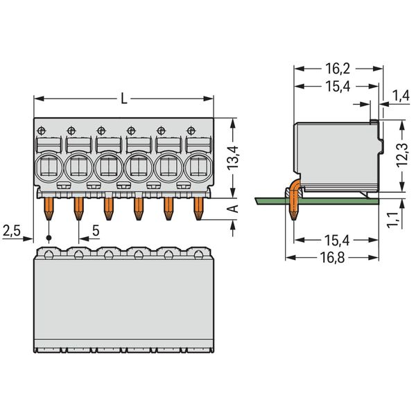 1-conductor THT female connector angled push-button Push-in CAGE CLAMP image 3