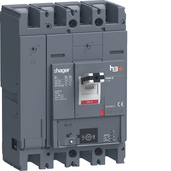 Moulded Case Circuit Breaker h3+ P630 Energy 4P4D N0-50-100% 400A 70kA image 1