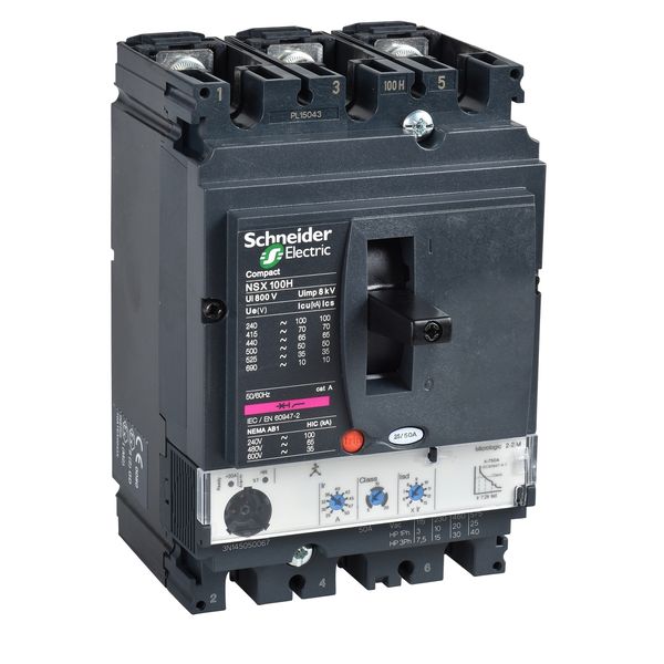 circuit breaker ComPact NSX160H, 70 kA at 415 VAC, MicroLogic 2.2 trip unit 160 A, 3 poles 3d image 3