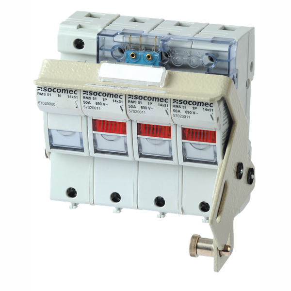 RM cylind. fuse holder without sign. aux. cont.-50A-4P-NFC-Fuse 14x51 image 1