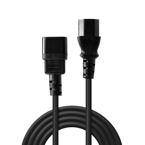 1m C14 to C13 Mains Extension Cable, black IEC C14 Connector to IEC C13 Connector image 2