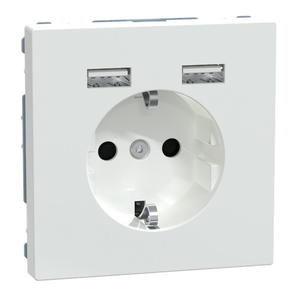 Merten - USB charger + schuko socket-outlet - 2.4A 16A - lotus white image 4
