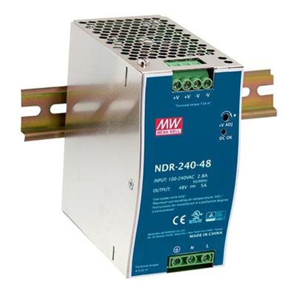 AC-DC Single output Industrial DIN rail power supply; Output 48Vdc at 5A; metal case 240W image 1