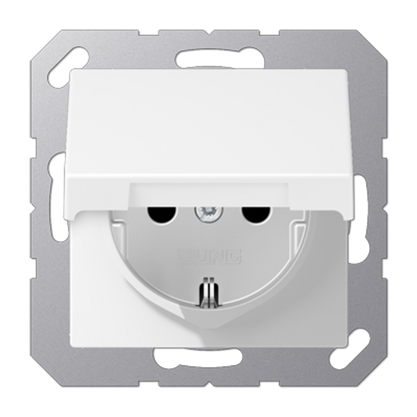 SCHUKO® socket with hinged lid A1521BFKIKLWWM image 1
