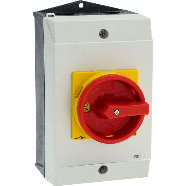 Main switch, T0, 20 A, surface mounting, 2 contact unit(s), 3 pole, 1 N/O, Emergency switching off function, Lockable in the 0 (Off) position, hard kn image 30