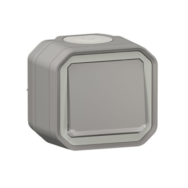 Plexo 10A waterproof illuminated push button delivered complete with indicator light for gray surface mounting image 1