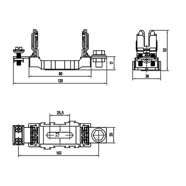 HRC-fuse-base size 00, 2 clamps, 1-pole image 3