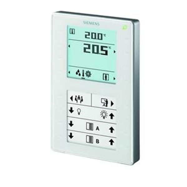 QMX3.P37 - Room operator unit KNX with temperature sensor, segmented backlit display, configurable touchkeys, LED display, white image 2