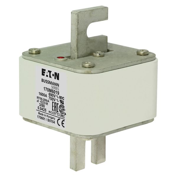 Fuse-link, high speed, 1600 A, AC 690 V, DIN 3, 76 x 76 x 109 mm, aR, DIN, IEC, single indicator image 7