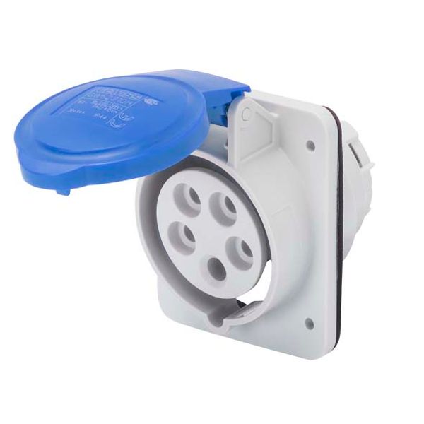 10° ANGLED FLUSH-MOUNTING SOCKET-OUTLET HP - IP44/IP54 - 3P+E 16A 200-250V 50/60HZ - BLUE - 9H - SCREW WIRING image 2