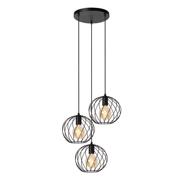 DANZA Pendant light-Black-Ø50-3xE27-40W-Metal image 1