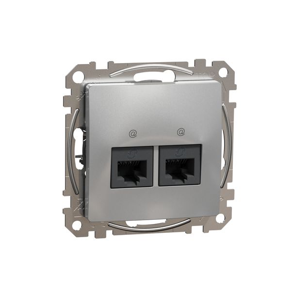 Double DATA Outlet CAT 6A UTP, Sedna Design & Elements, RJ45, Aluminium image 4